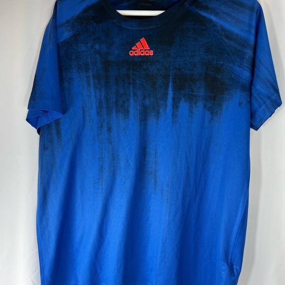 Adidas Climalite Men's Blue and Black Gradient Athletic Tee - made in Portugal - Picture 4 of 8